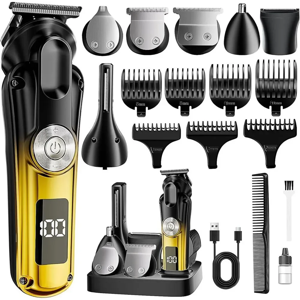6-in-1 Men's Hair Clipper Beard Trimmer Waterproof Cordless Grooming Kit